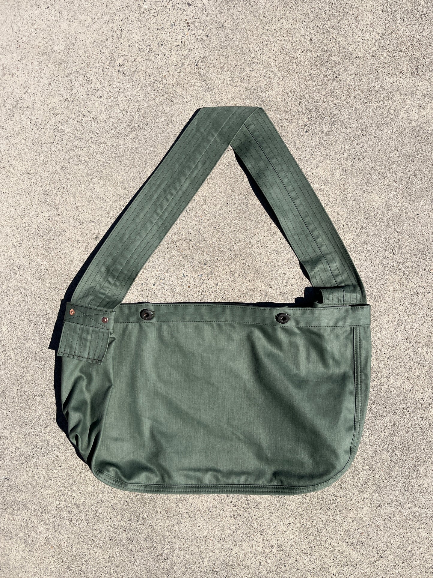 Newspaper Bag - Green Sateen Twill