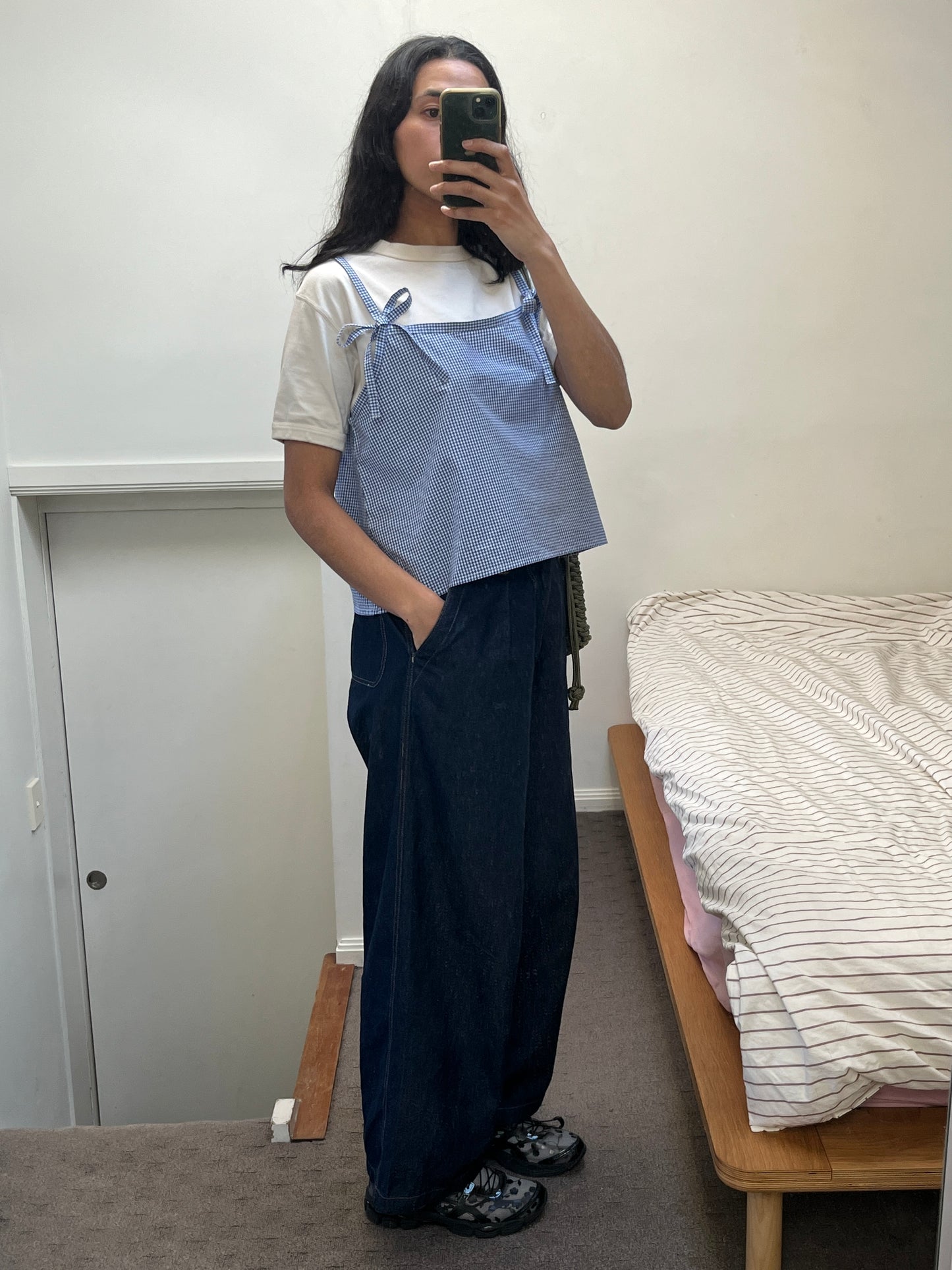 Patchwork Bow Top - Blue Gingham