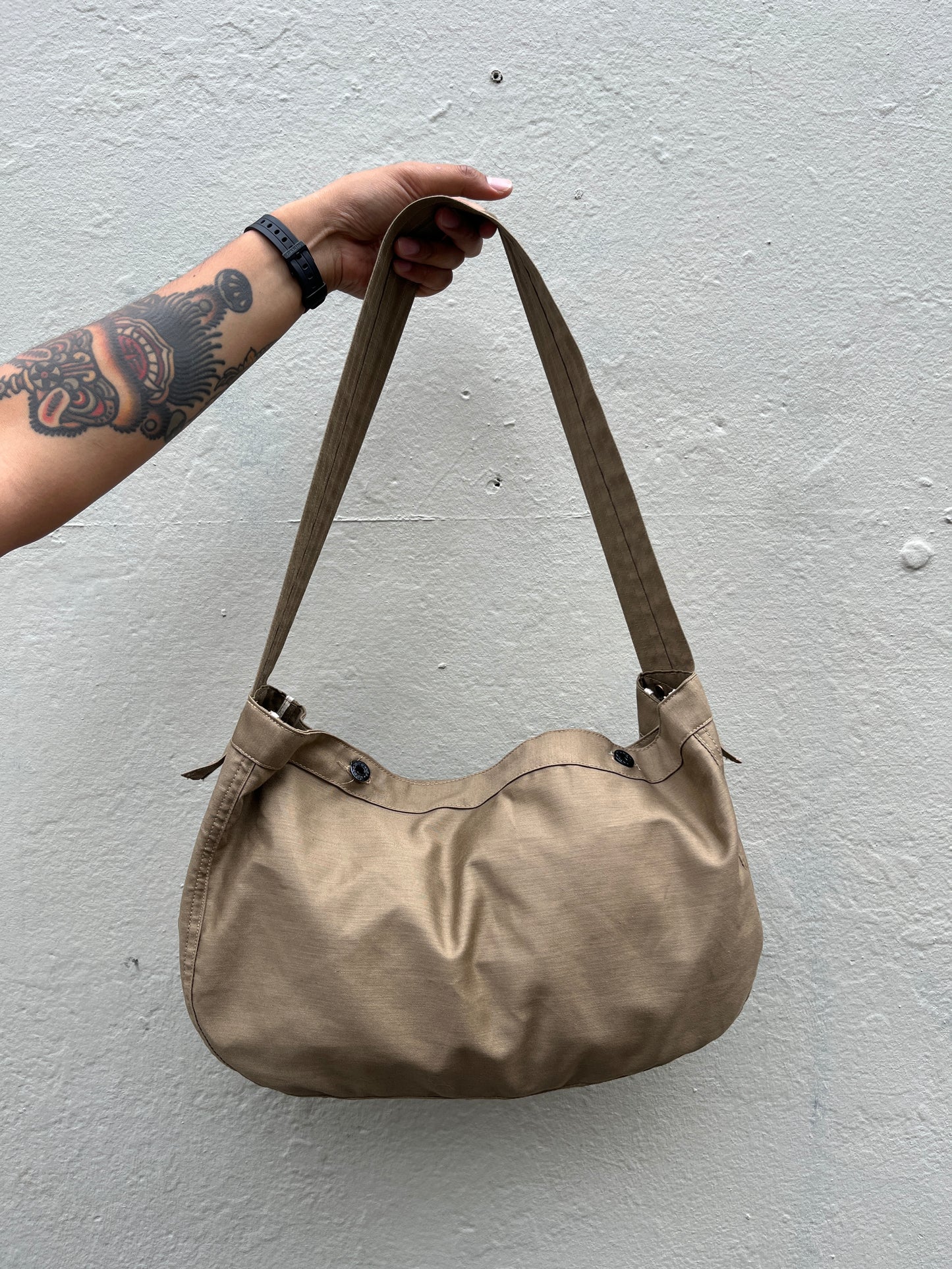 Newspaper Bag - Khaki Sateen Twill