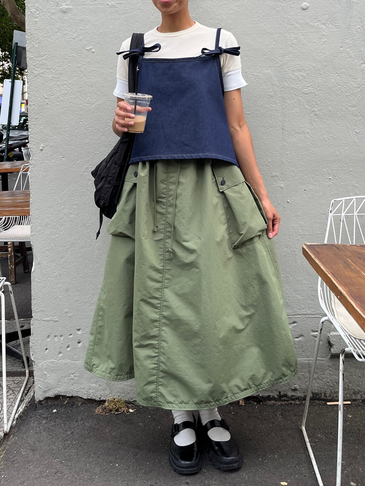 Pleated Pocket Skirt - Army Green