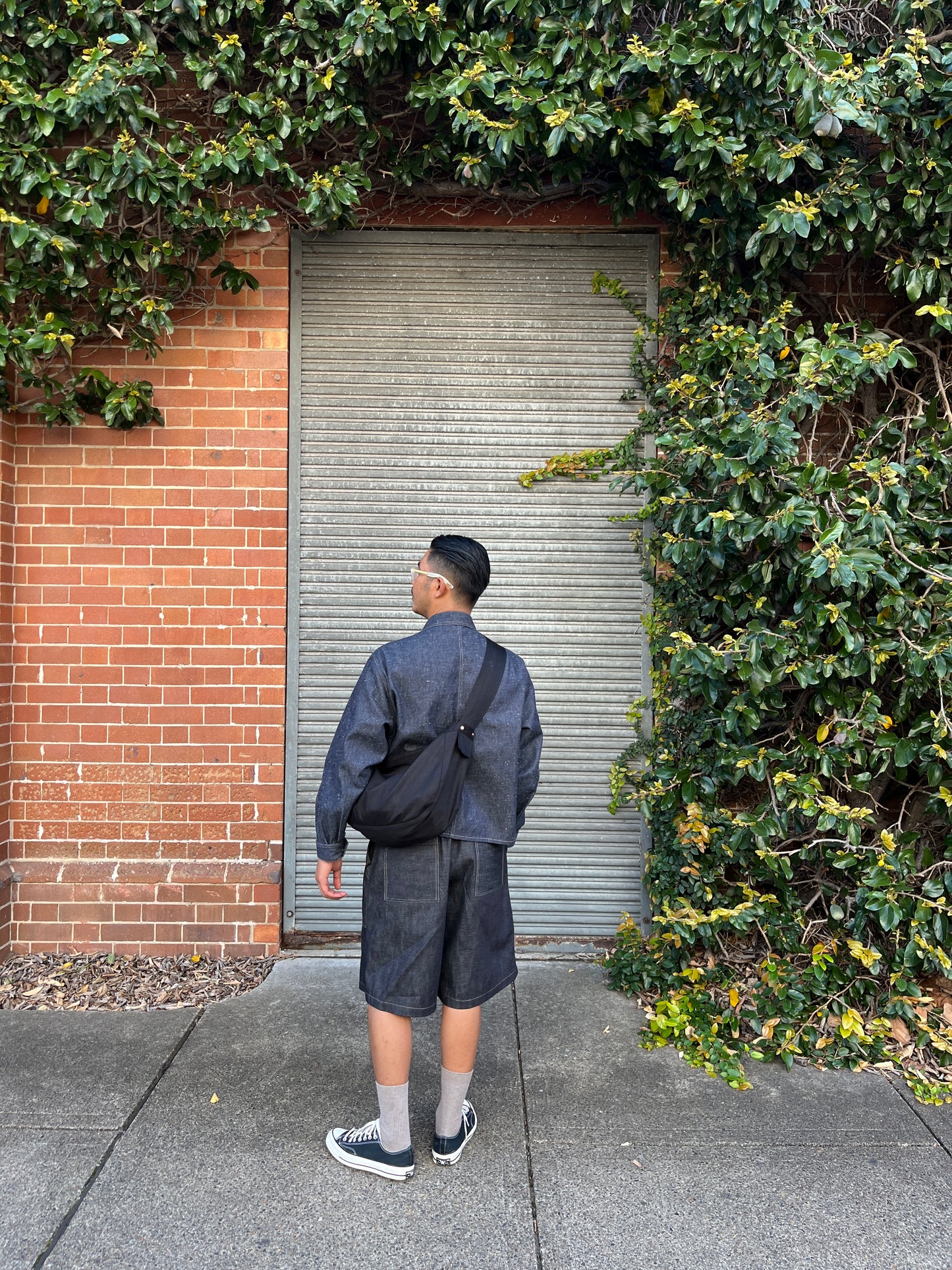Newspaper Bag - Black Sateen Twill