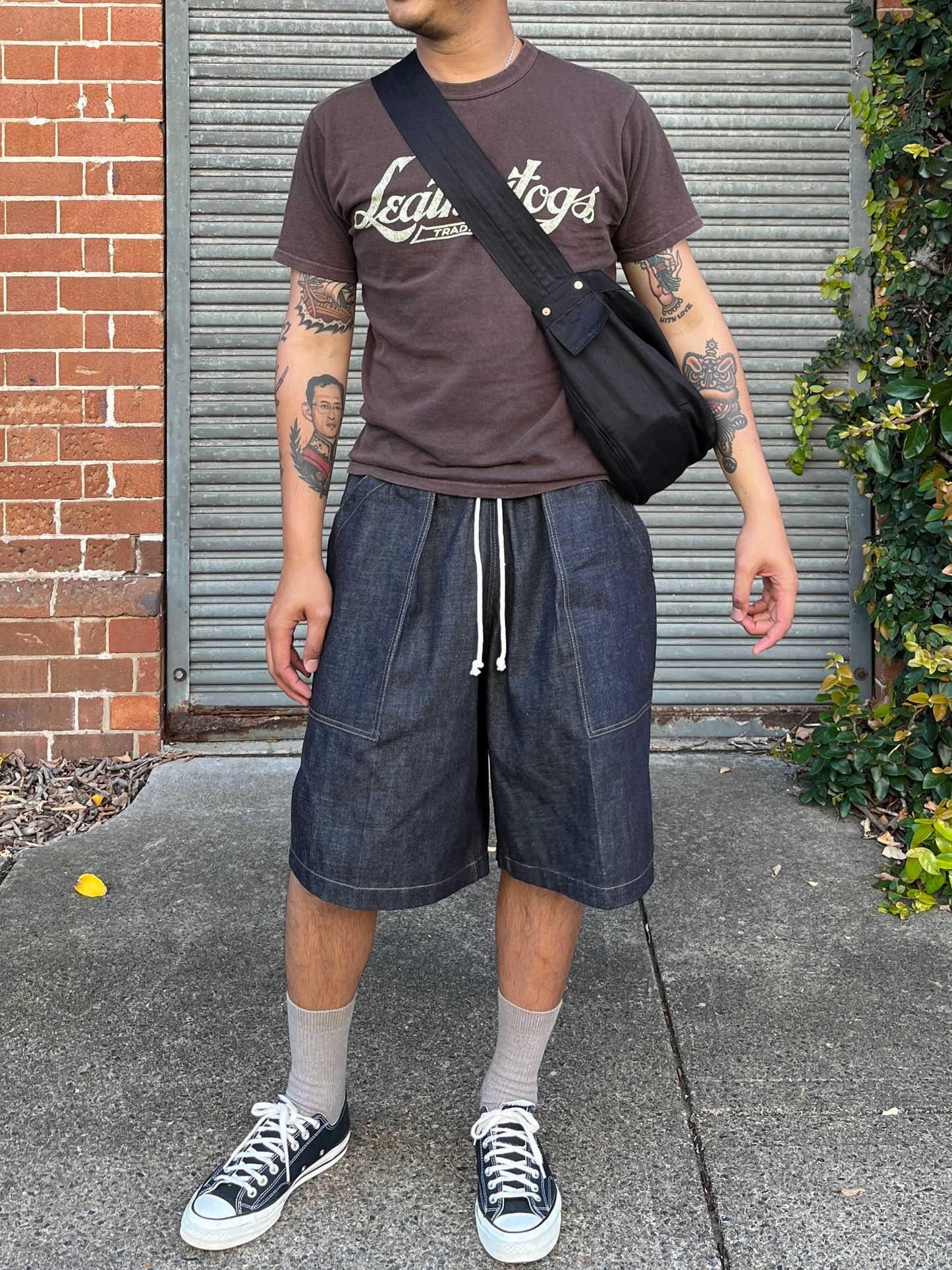 Newspaper Bag - Black Sateen Twill