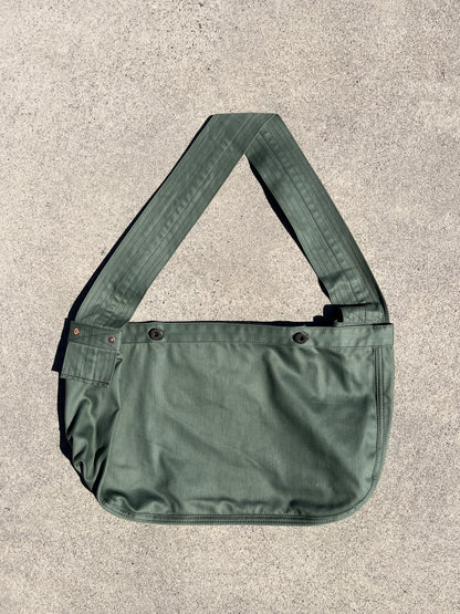 Newspaper Bag  - Green Sateen Twill
