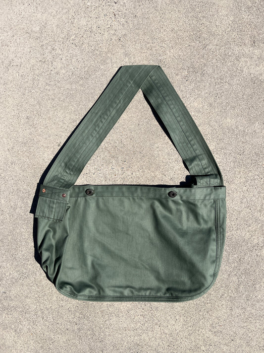 Newspaper Bag  - Green Sateen Twill