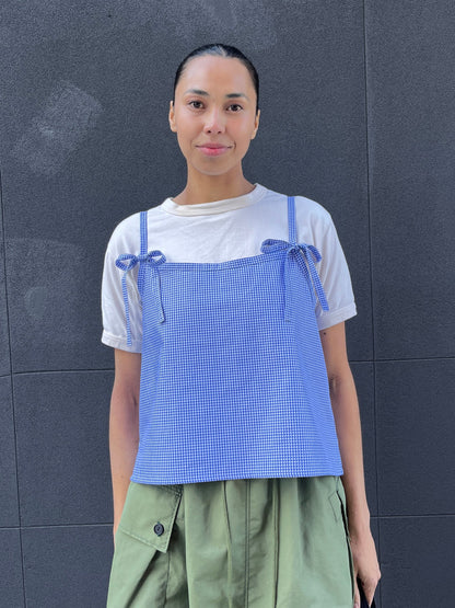 Patchwork Bow Top - Blue Gingham