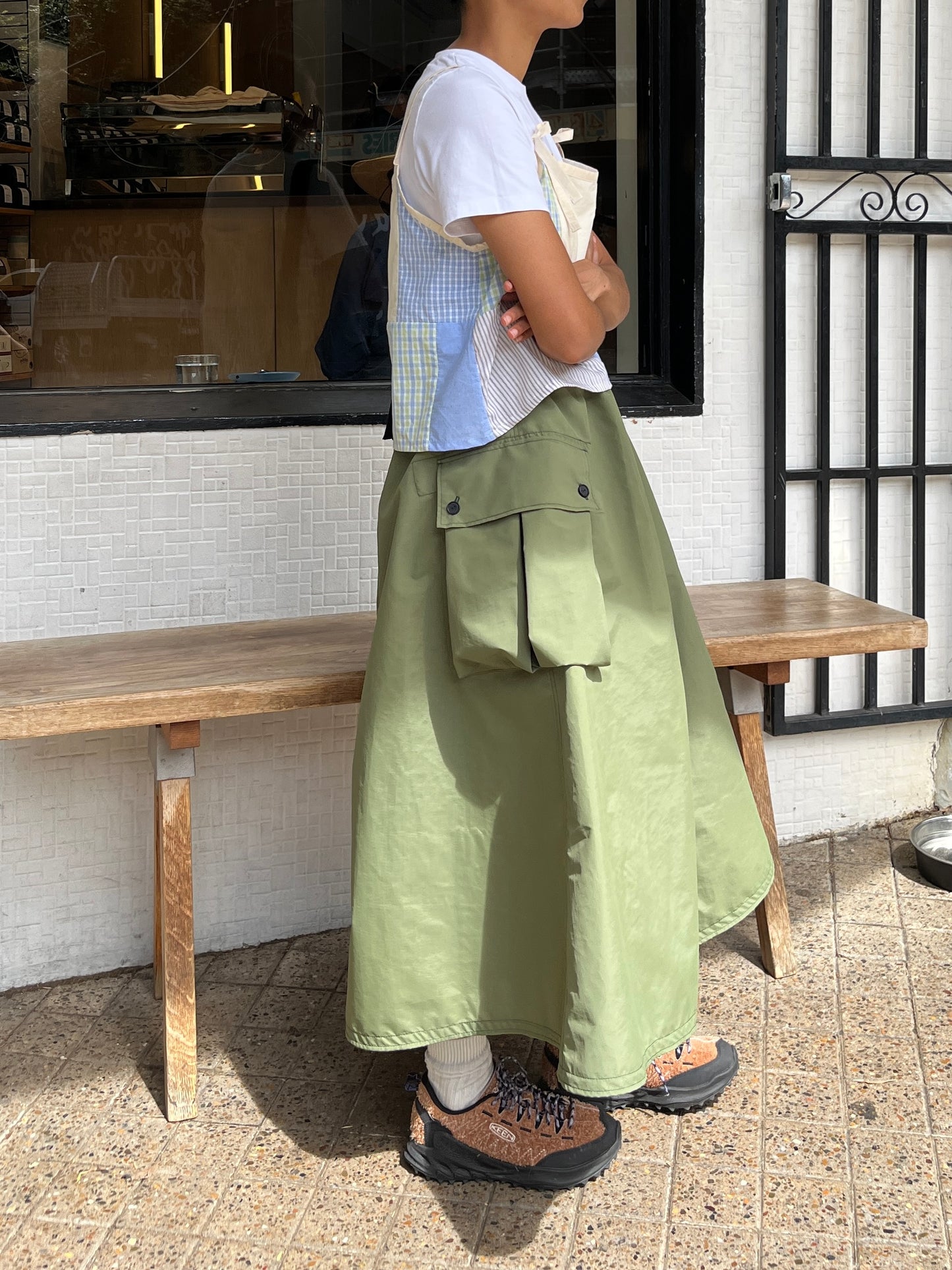 Pleated Pocket Skirt - Army Green
