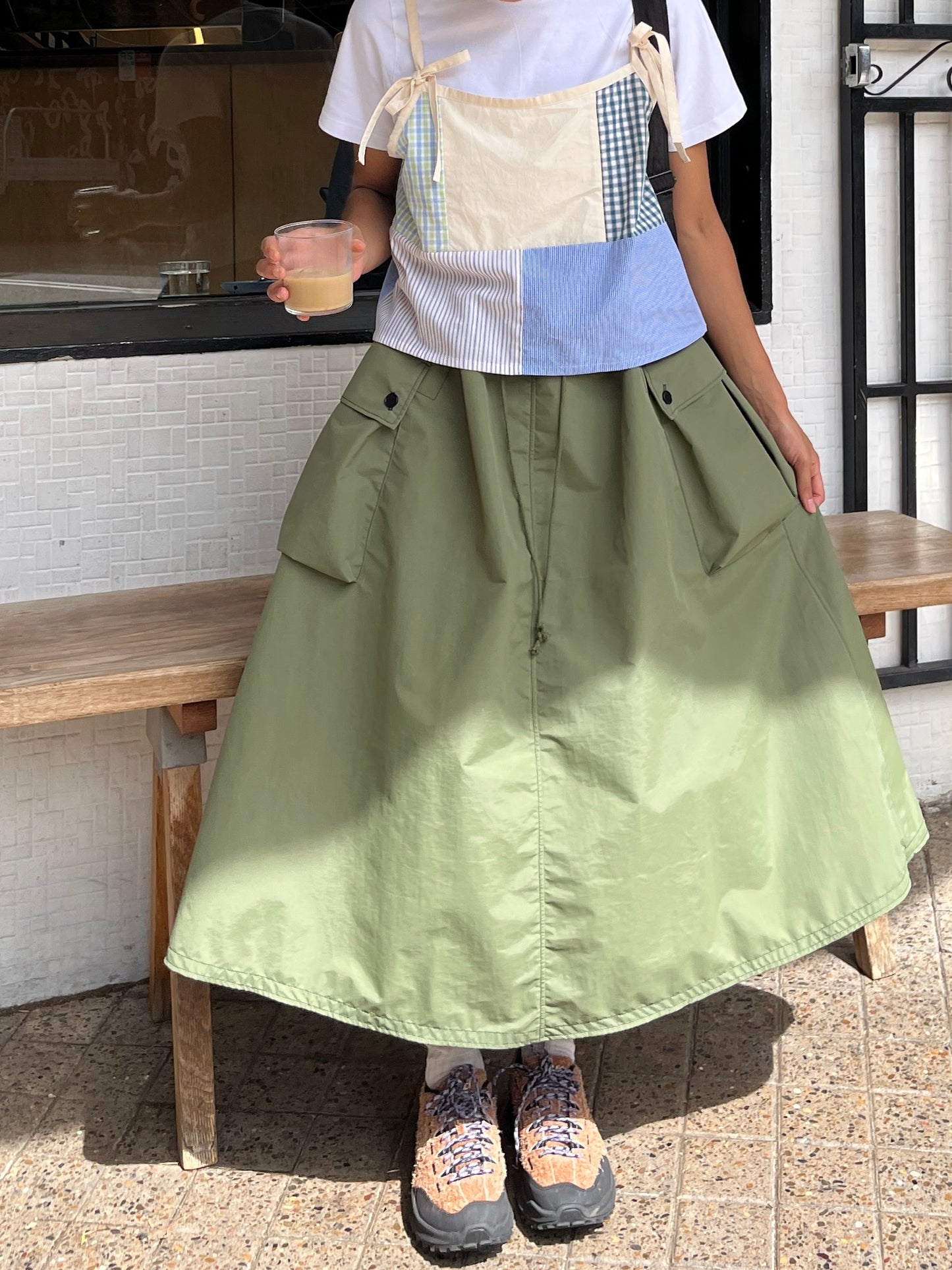 Pleated Pocket Skirt - Army Green