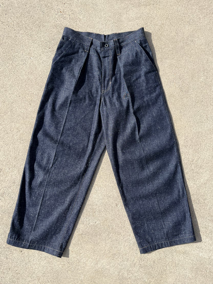 Pleated Cinch Back Denim Jeans - 9.5oz Nep Japanese Selvedge