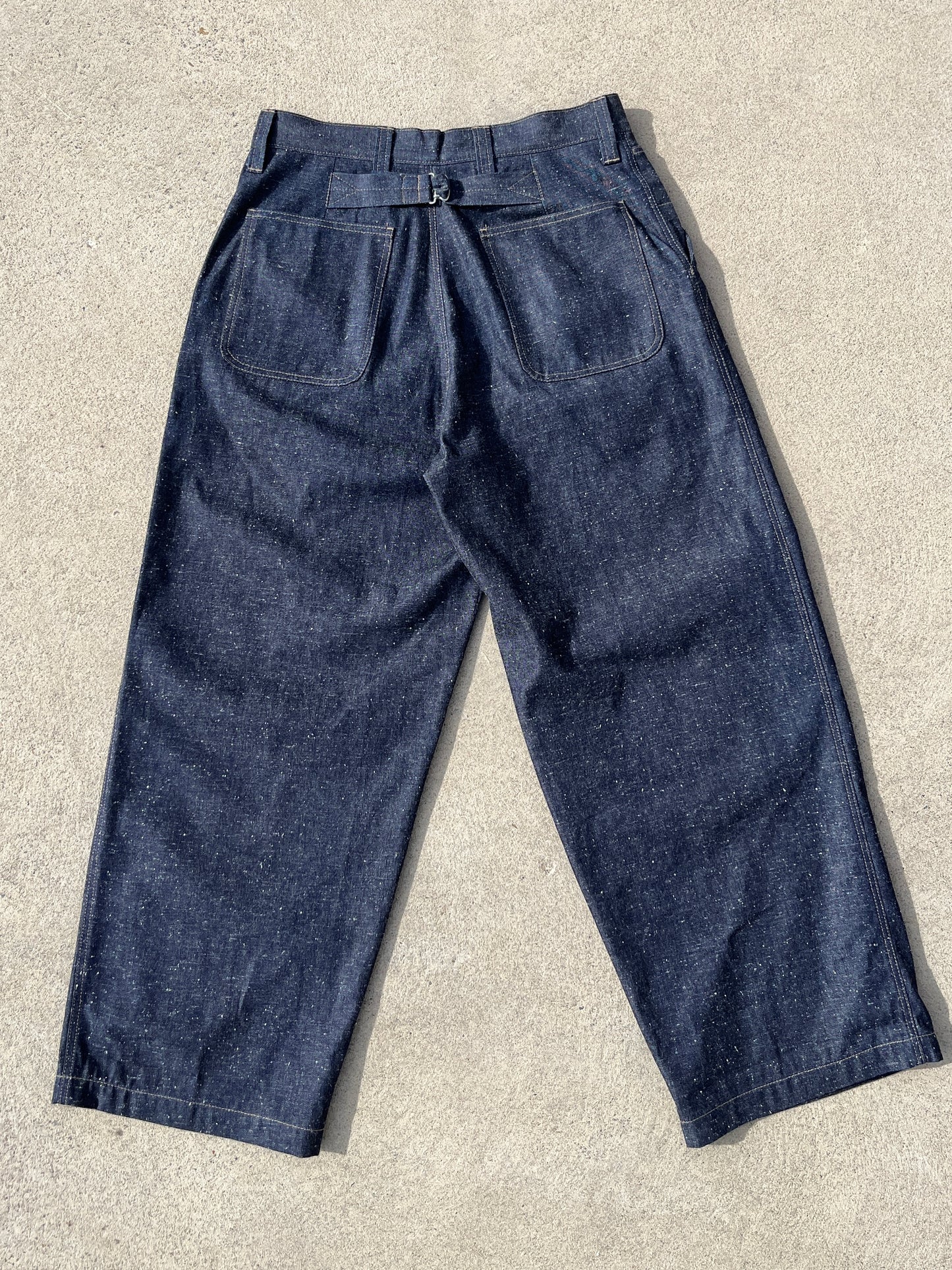 Pleated Cinch Back Denim Jeans - 9.5oz Nep Japanese Selvedge
