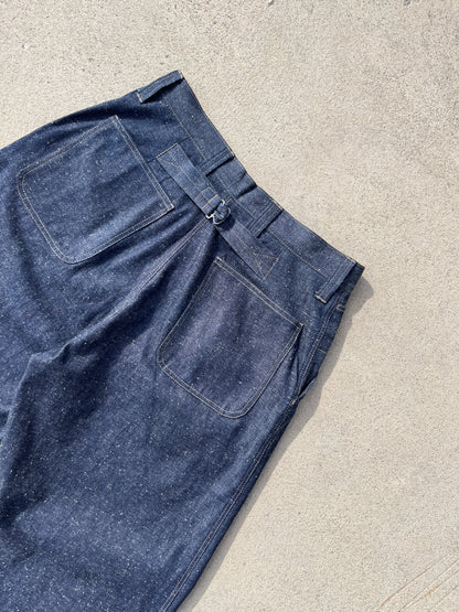 Pleated Cinch Back Denim Jeans - 9.5oz Nep Japanese Selvedge