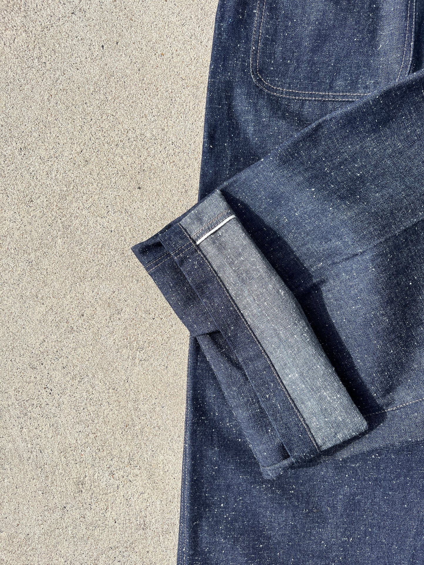 Pleated Cinch Back Denim Jeans - 9.5oz Nep Japanese Selvedge