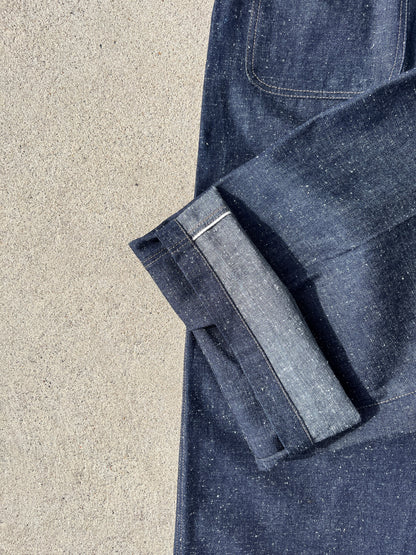 Pleated Cinch Back Denim Jeans - 9.5oz Nep Japanese Selvedge