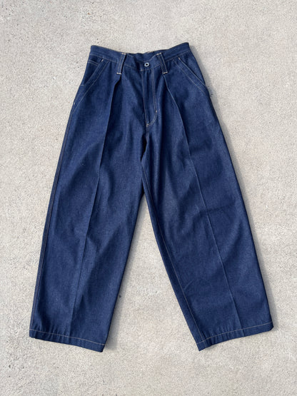Pleated Cinch Back Denim Jeans - 12oz Japanese Denim