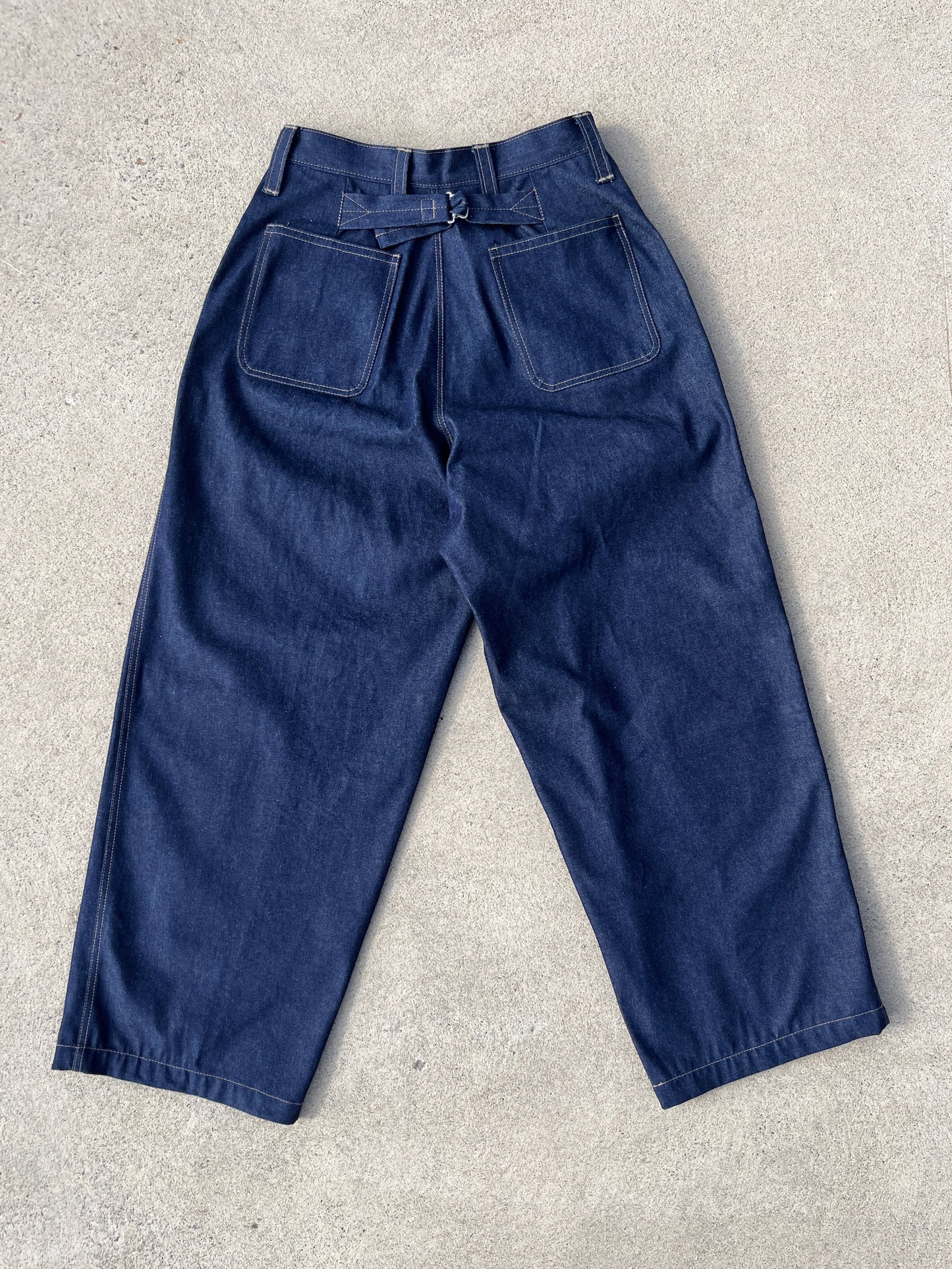 Pleated Cinch Back Denim Jeans - 12oz Japanese Denim