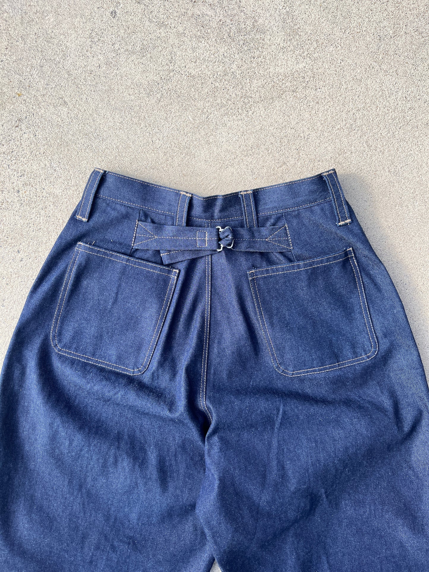 Pleated Cinch Back Denim Jeans - 12oz Japanese Denim