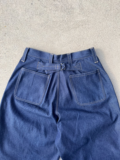 Pleated Cinch Back Denim Jeans - 12oz Japanese Denim