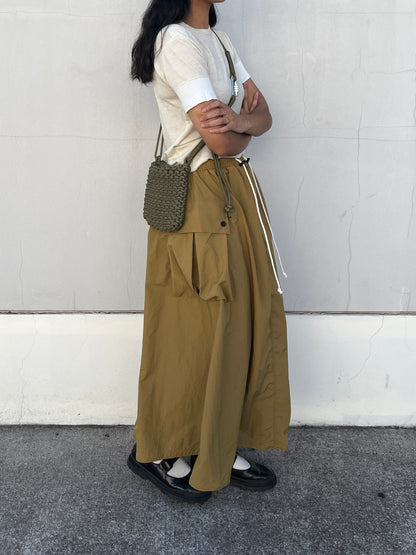 Pleated Pocket Skirt - Khaki Ripstop