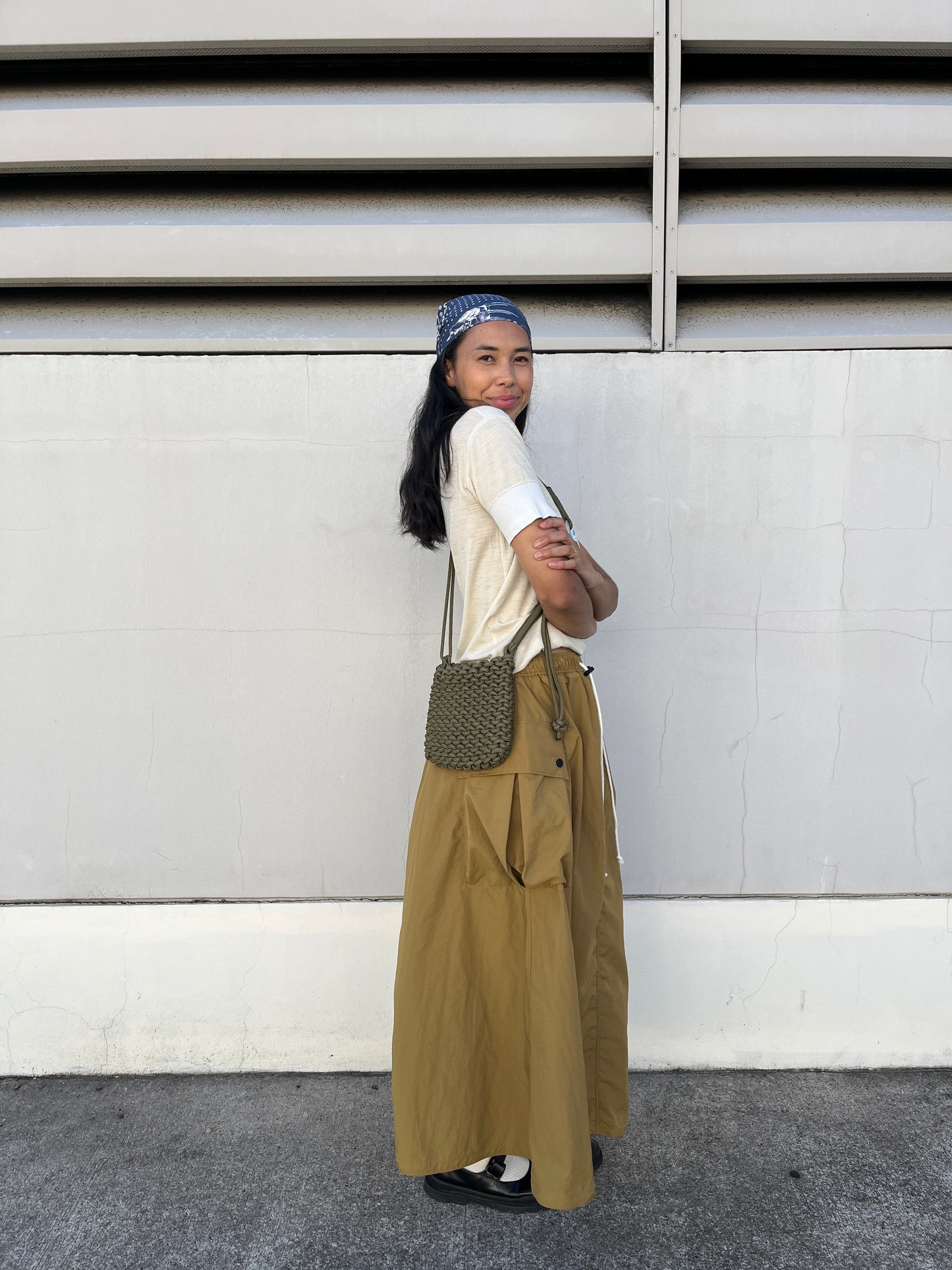 Pleated Pocket Skirt - Khaki Ripstop