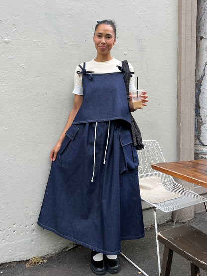 Pleated Pocket Skirt - Japanese Denim
