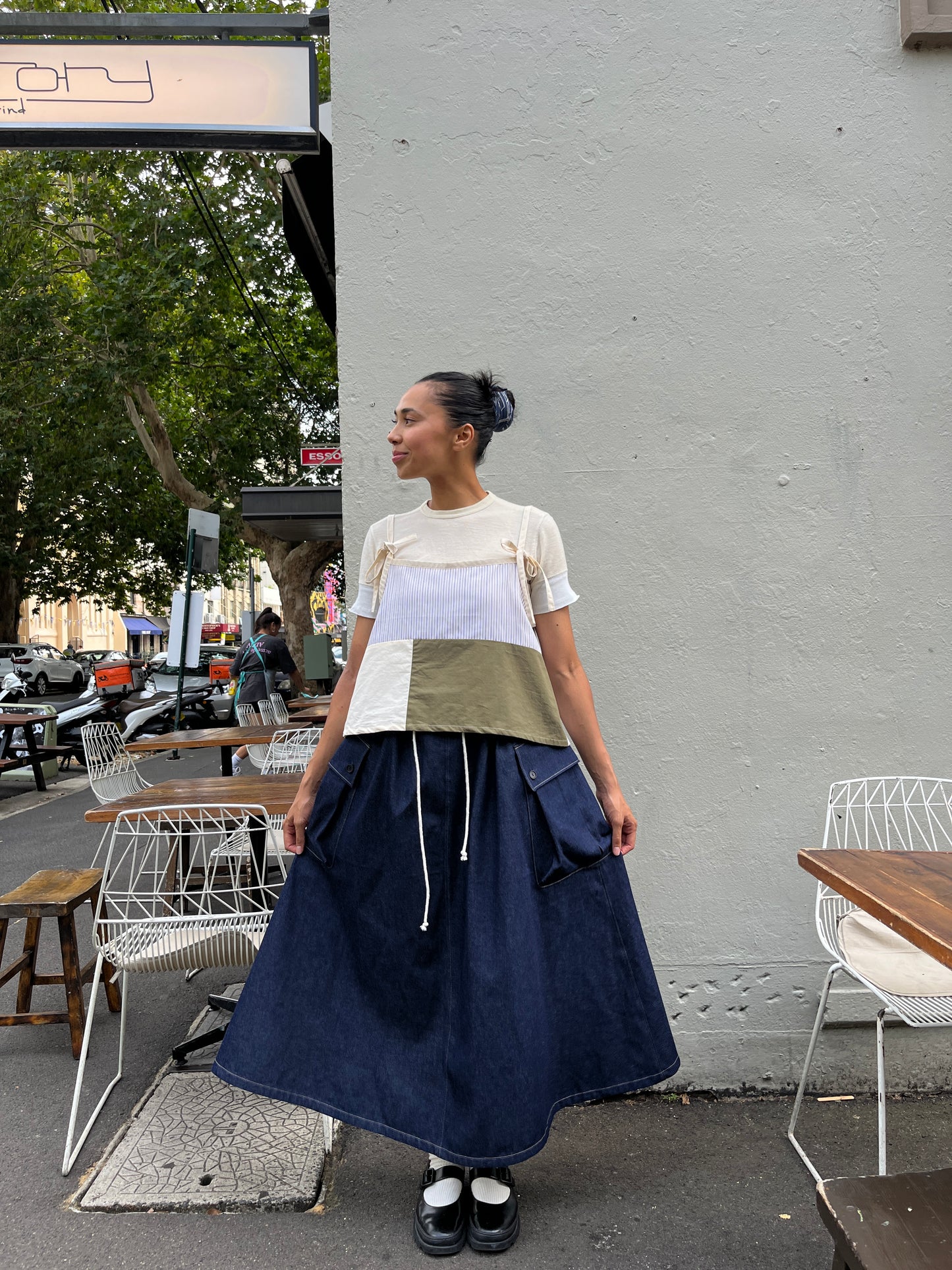 Pleated Pocket Skirt - Japanese Denim