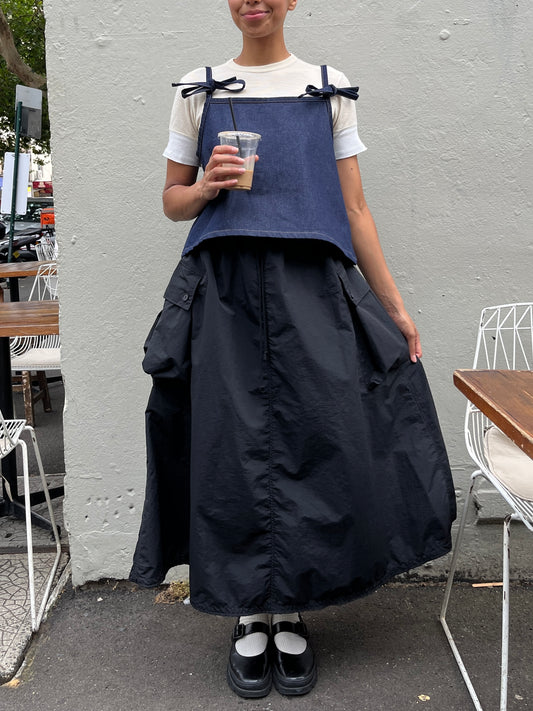 Pleated Pocket Skirt - Black