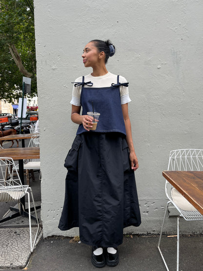 Pleated Pocket Skirt - Black